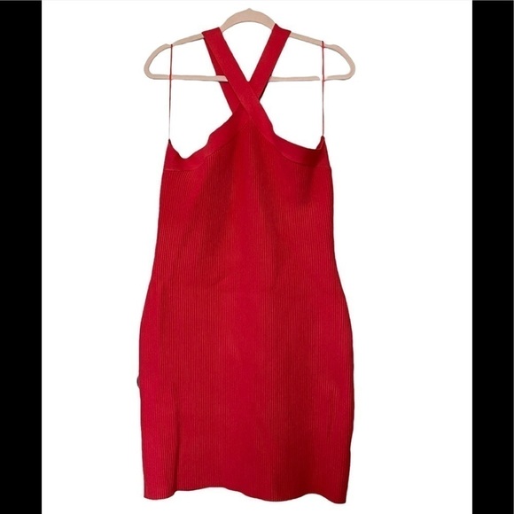 NEW House of Harlow 1960 Sculpt Knit Criss Cross Dress - Watermelon - Picture 9 of 12